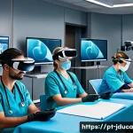 Home 20 교육 콘텐츠의 시뮬레이션 활용 - A detailed, realistic classroom scene showing diverse adult students actively engaged in a medical s...
